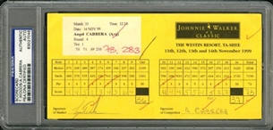 Tiger Woods and Angel Cabrera Signed Johnnie Walker Classic Scorecard
